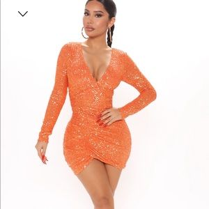 orange sequin fashion nova dress